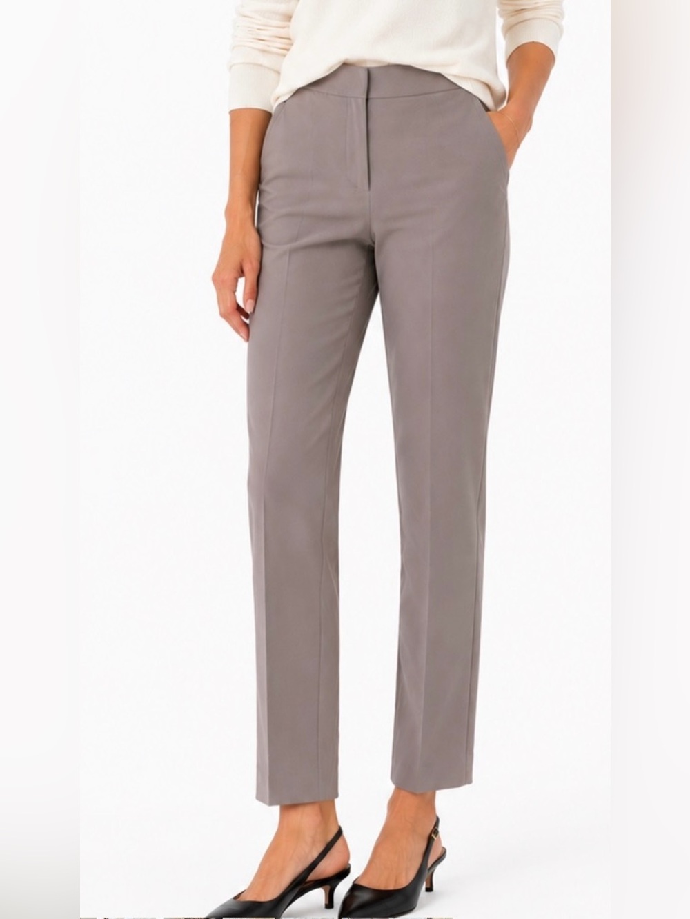 NWT Quince Stretch Crepe Ankle Pants Size 14 Morel Gray